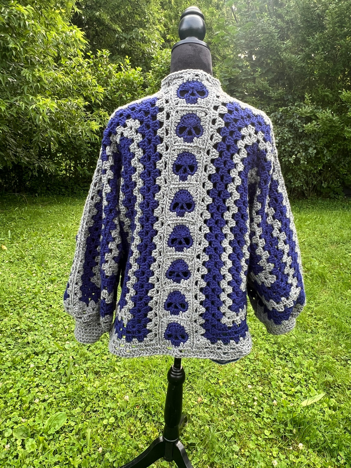 Grey and Blue Skull Cardigan