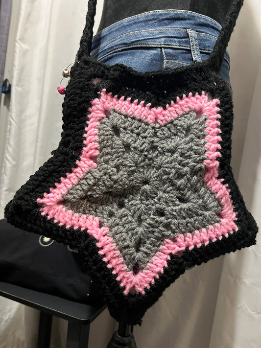 Lined Star Bag in Grey Pink Black
