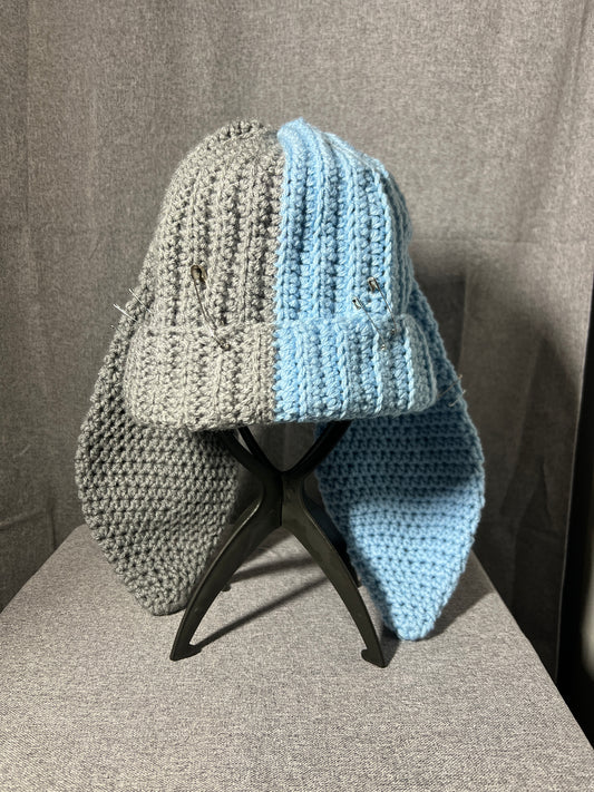 Blue Grey Bunny Ear Beanie