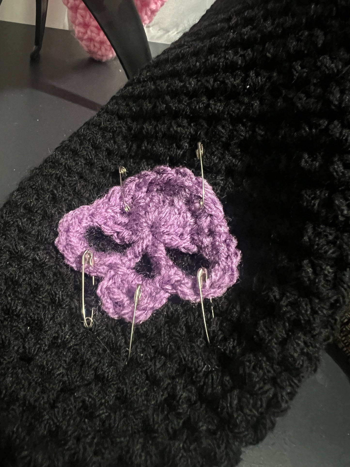 Black and Purple Bunny Ear Beanie