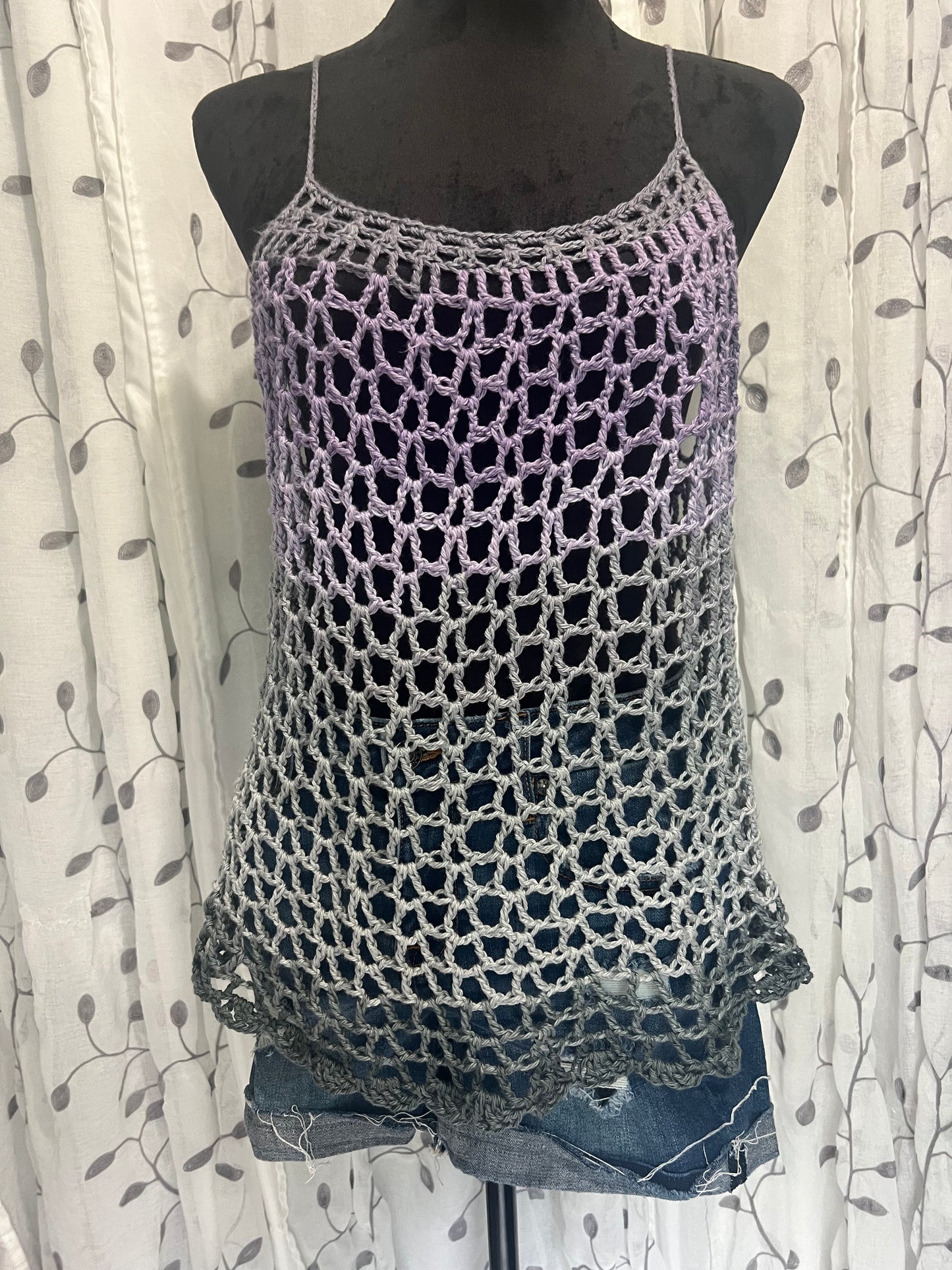 Grey and Purple Mesh Tank