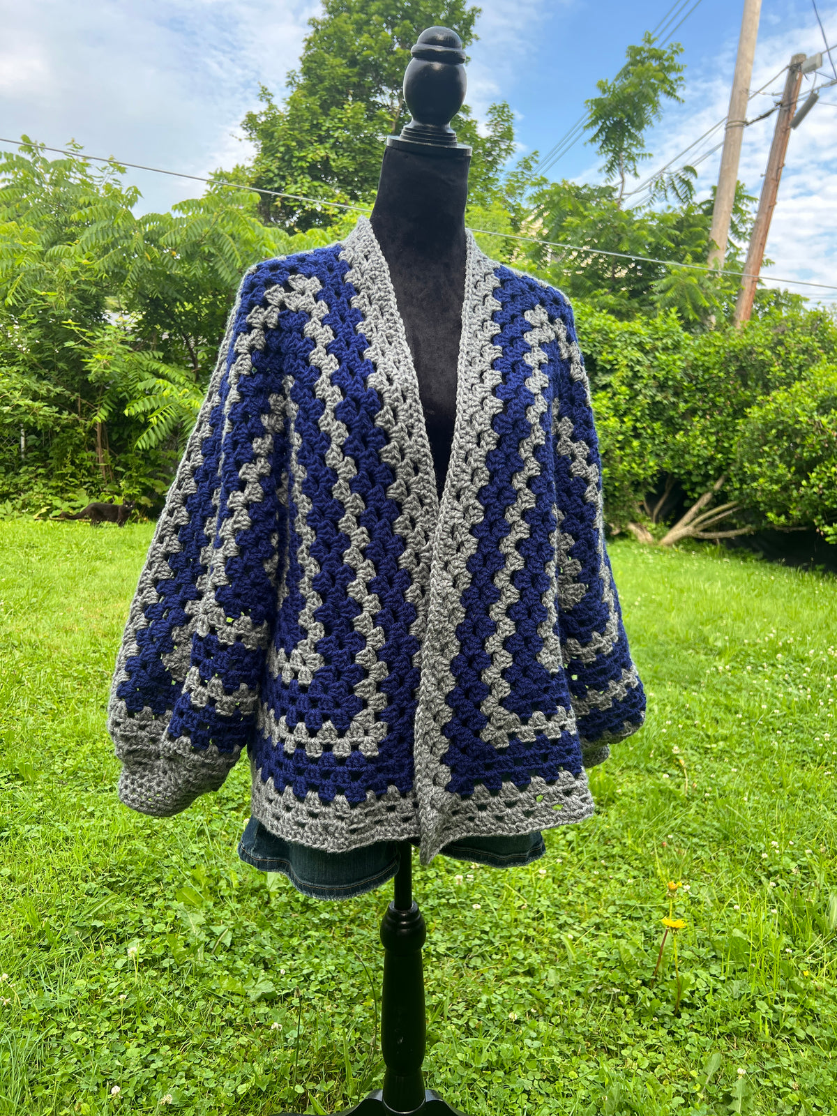 Grey and Blue Skull Cardigan