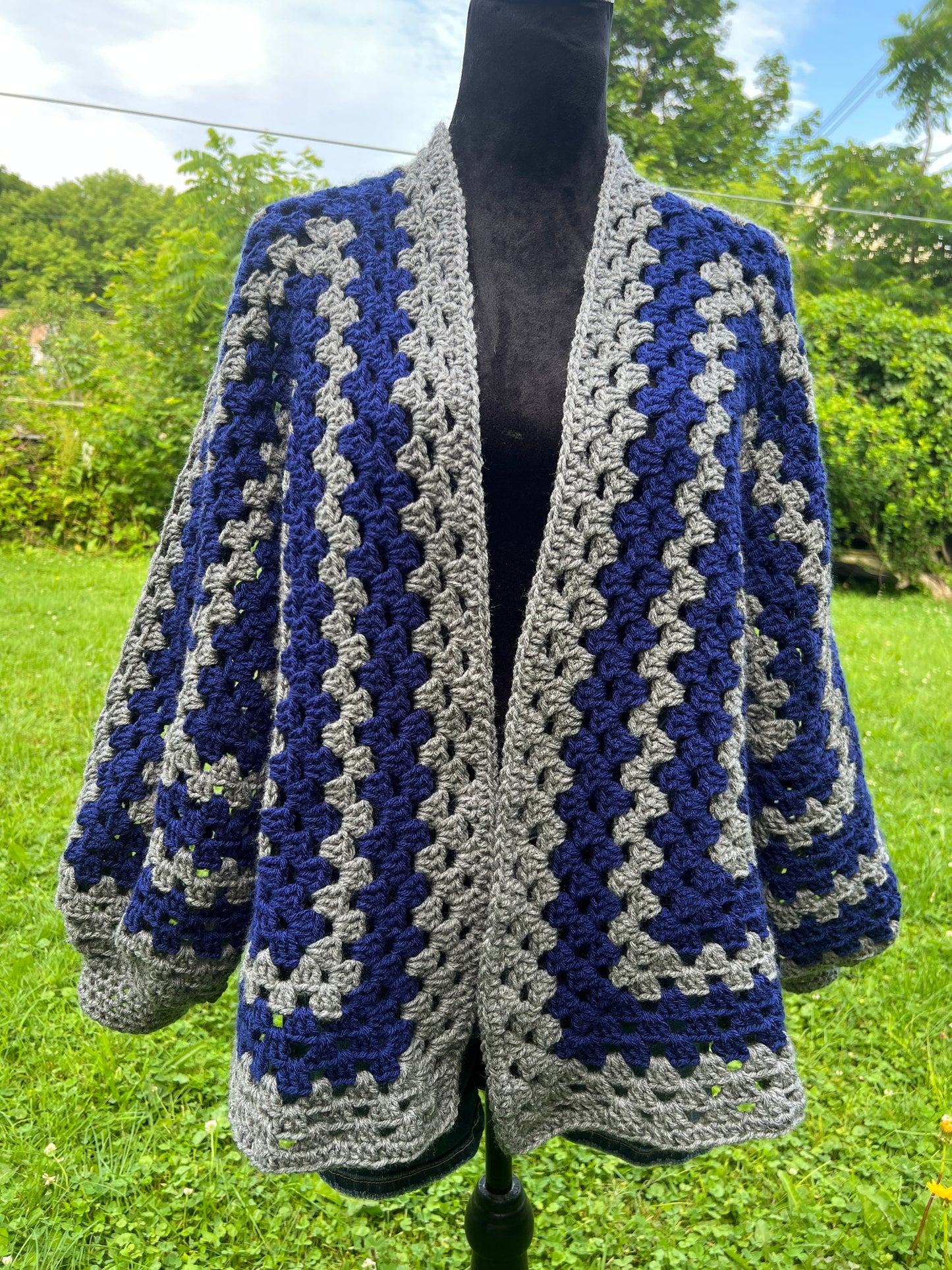 Grey and Blue Skull Cardigan