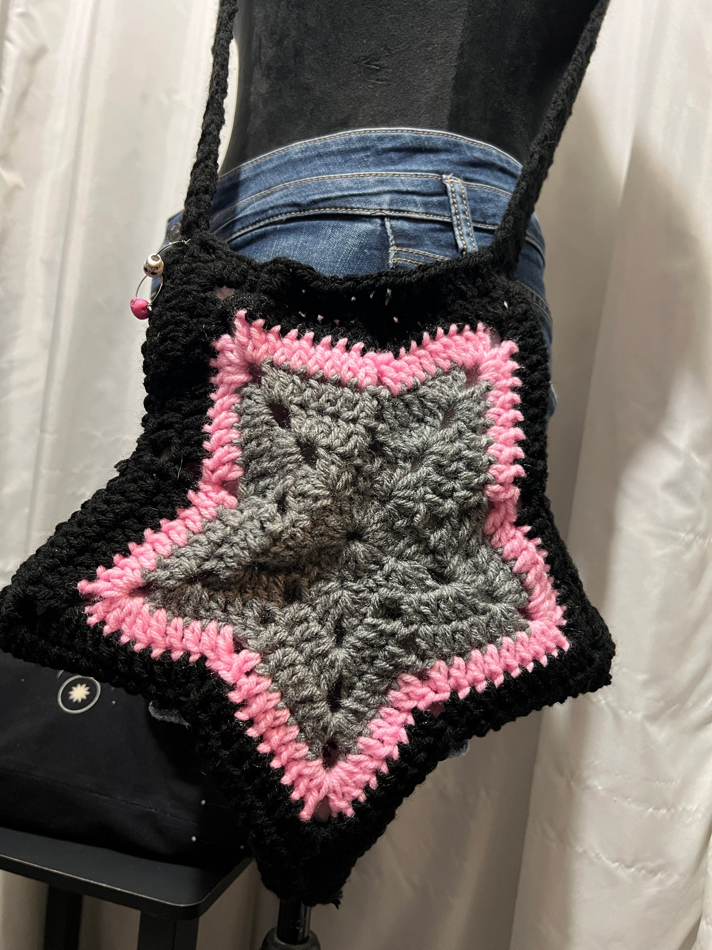 Lined Star Bag in Grey Pink Black