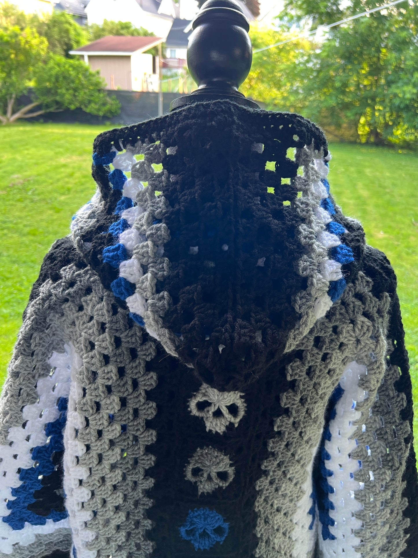 Blue GreySkull Hooded Cardigan
