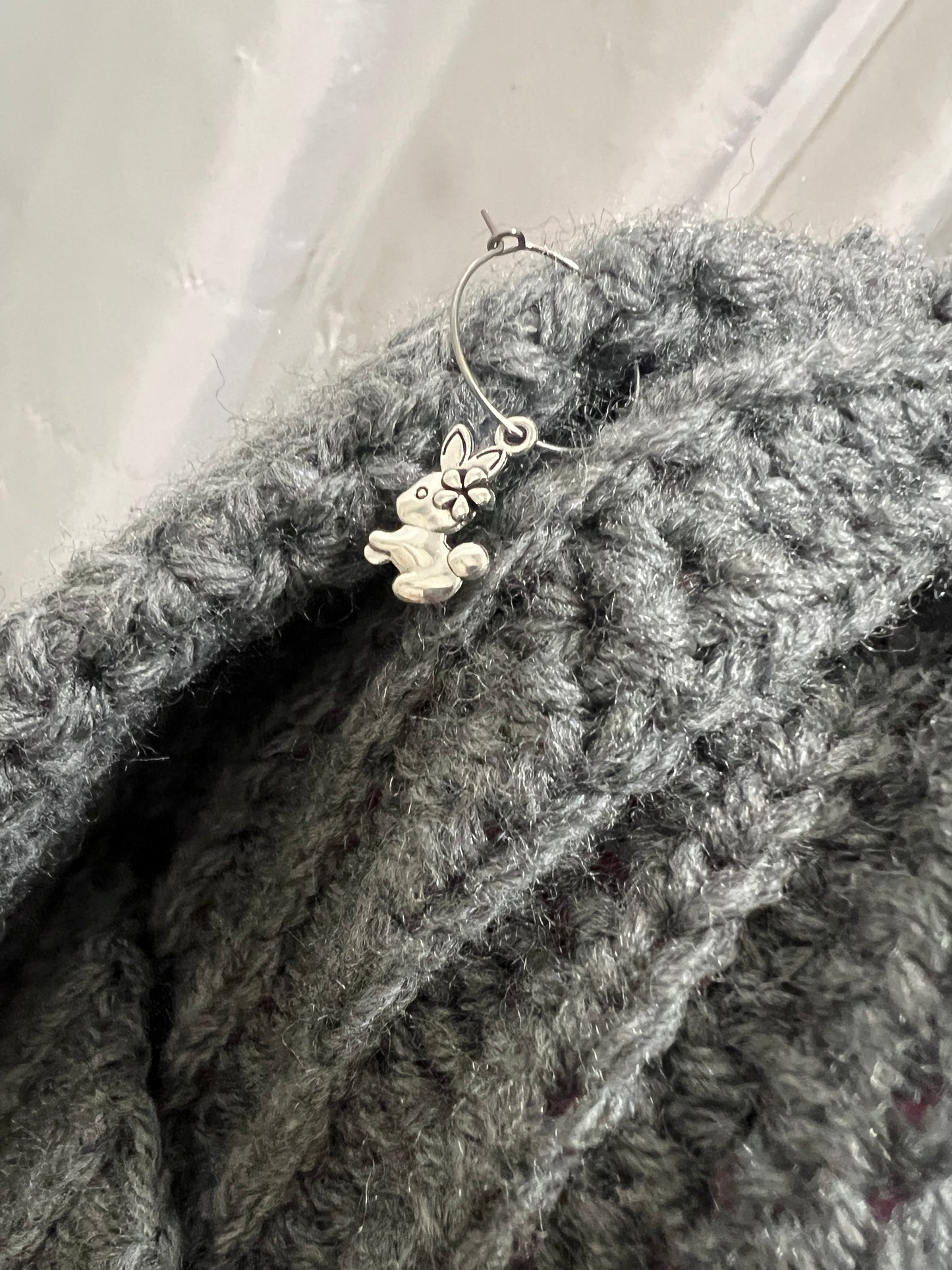 Pink and Grey Bunny Ear Beanie