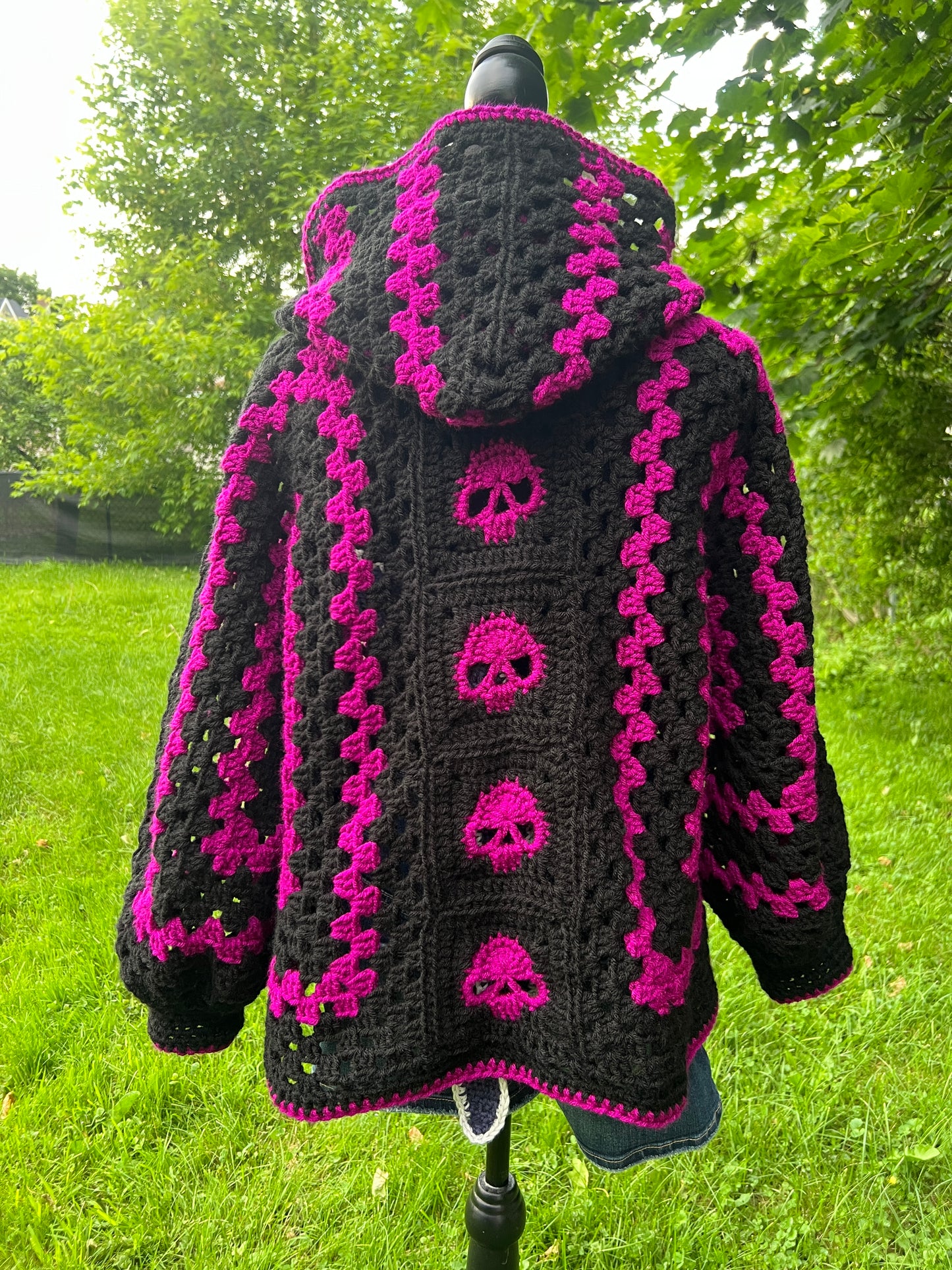 Raspberry Hoodie Skull Cardigan