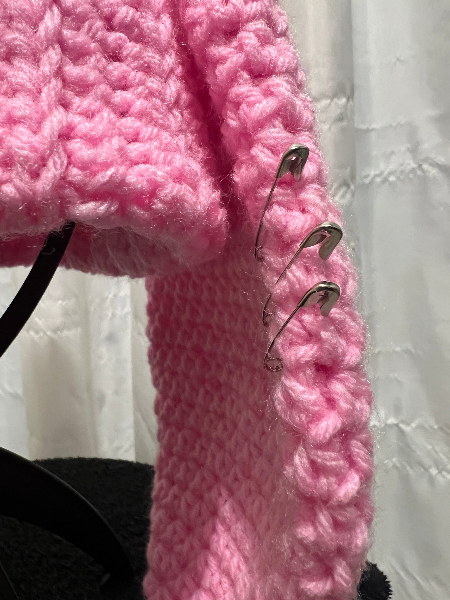 Pink and Grey Bunny Ear Beanie