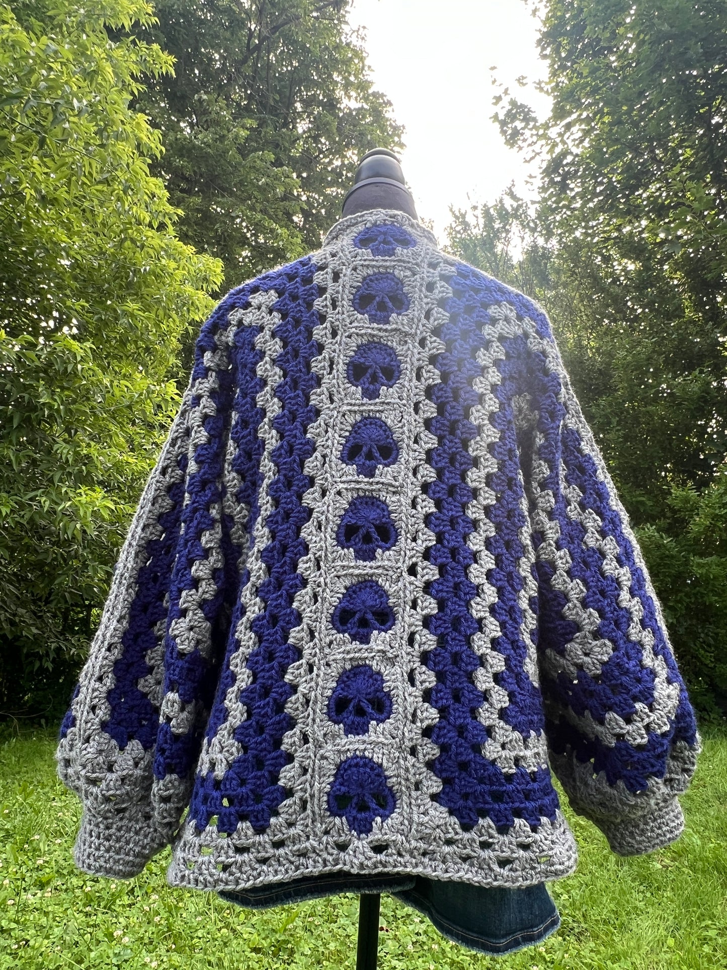 Grey and Blue Skull Cardigan
