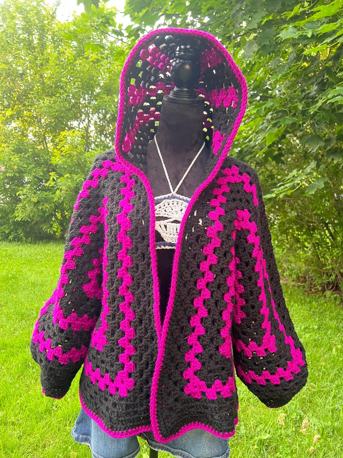 Raspberry Hoodie Skull Cardigan