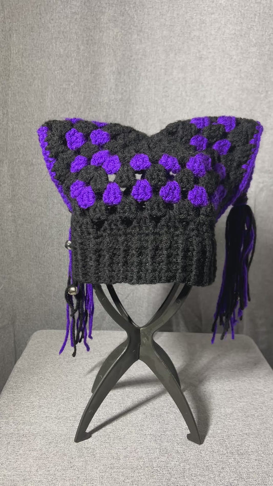 Purple and Black Jester Hat